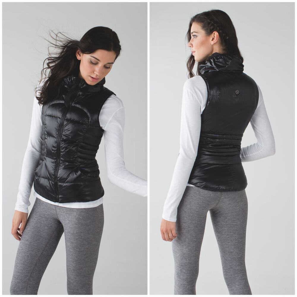 Lululemon Fluffin Awesome Goose Down Vest Shine Black Size 6 Puffer Winter Ski